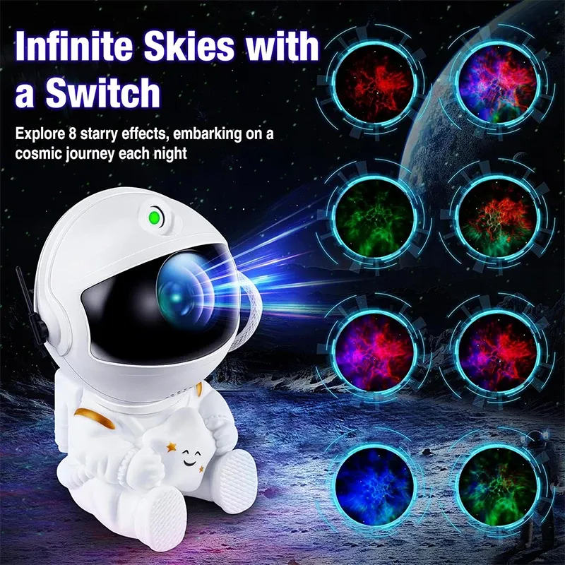 Projecteur d'astronaute galaxie, veilleuse blanche tenant l'étoile, lampe projecteur d'étoiles pour chambre d'enfant, décoration spatiale et cadeau 2