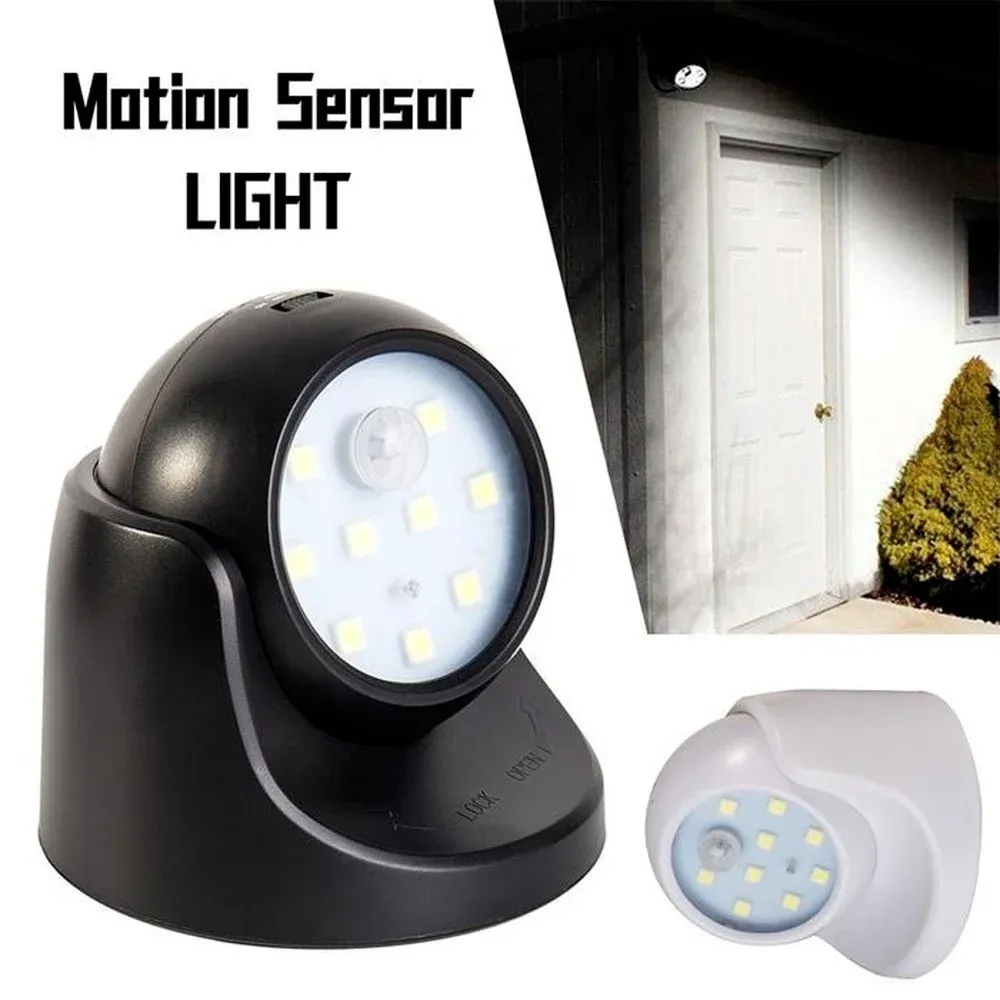 Lampe de nuit à piles 360° pour intérieur et extérieur, lampe de sécurité à détecteur de mouvement pour jardin (piles non incluses)