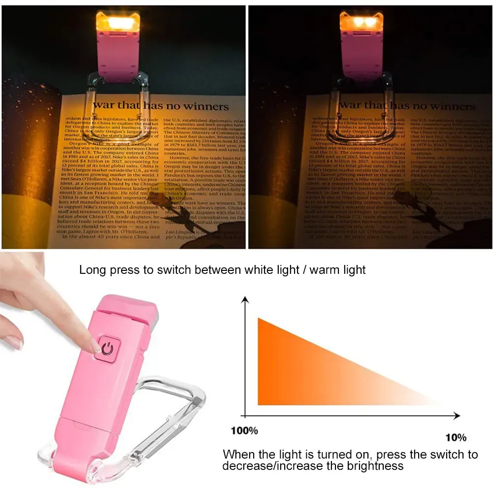Lampe de lecture LED rechargeable USB à pince, portable, protection des yeux pour livre 5