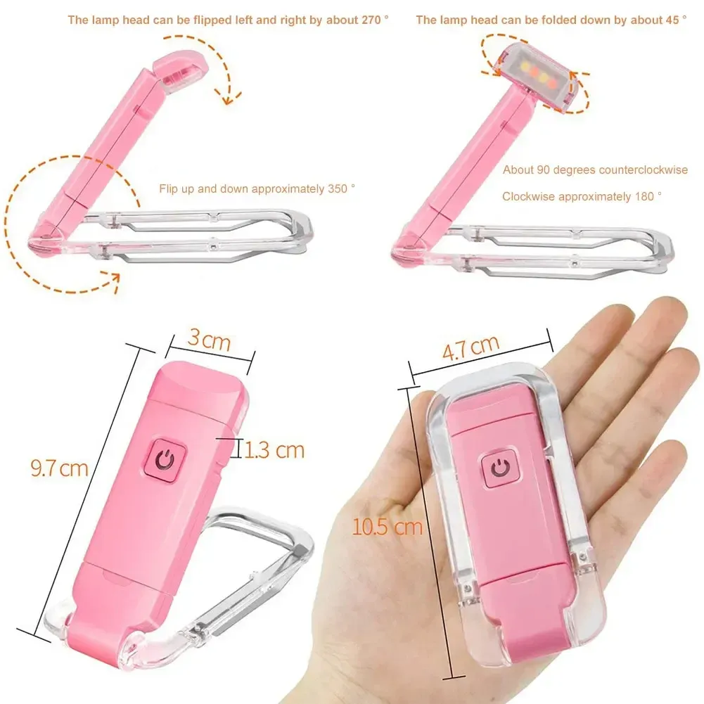Lampe de lecture LED rechargeable USB à pince, portable, protection des yeux pour livre 6