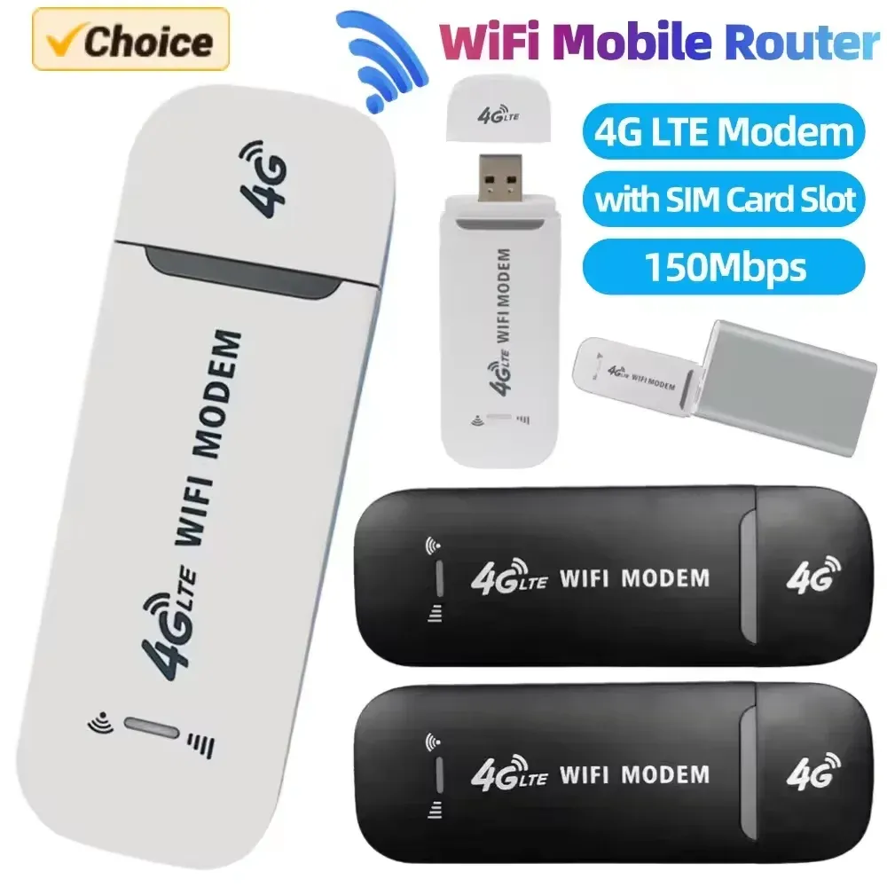 Routeur USB 4G LTE sans fil 150 Mbps, modem haut débit mobile avec carte SIM, point d'accès WiFi pour le bureau et la maison 2