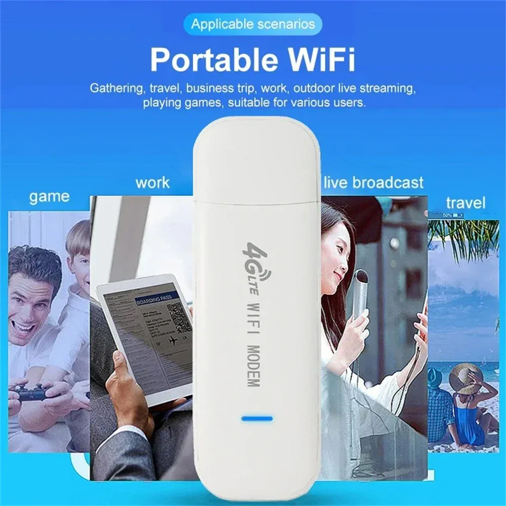 Routeur USB 4G LTE sans fil 150 Mbps, modem haut débit mobile avec carte SIM, point d'accès WiFi pour le bureau et la maison 5