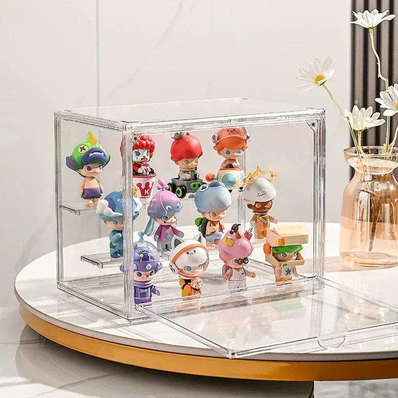 Boîte de rangement transparente en acrylique pour figurines, vitrine pliable pour figurines et poupées, boîte d'organisation pour figurines d'action, lot de 1, 2, 3 ou 4 pièces 5
