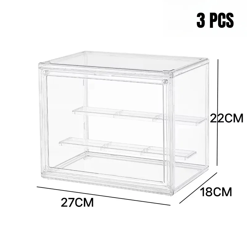 Boîte de rangement transparente en acrylique pour figurines, vitrine pliable pour figurines et poupées, boîte d'organisation pour figurines d'action, lot de 1, 2, 3 ou 4 pièces 7