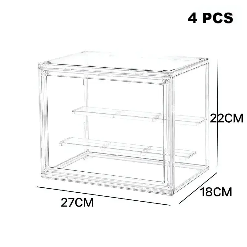 Boîte de rangement transparente en acrylique pour figurines, vitrine pliable pour figurines et poupées, boîte d'organisation pour figurines d'action, lot de 1, 2, 3 ou 4 pièces 14