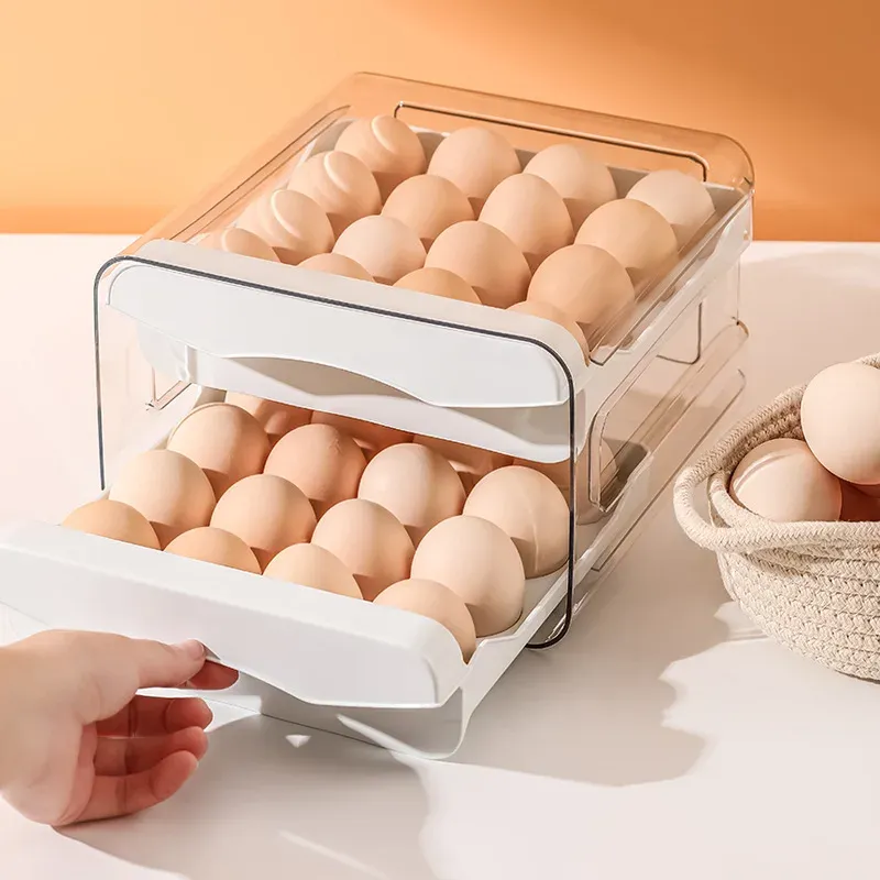 Boîte de rangement à défilement automatique T1, panier à œufs, conteneur pour réfrigérateur, distributeur René pour la cuisine 2