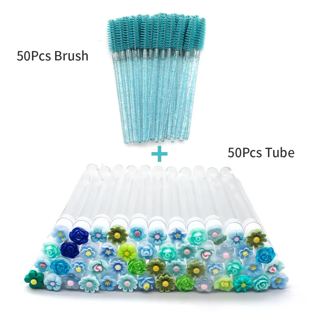 Tubes de brosse à cils réutilisables, lot de 10 ou 50 pièces, brosse à sourcils, baguettes de cils remplaçables, nettoyeur anti-poussière, tubes de rangement, outil de maquillage 11