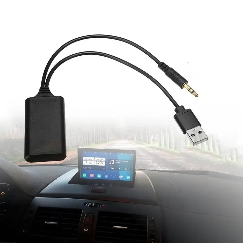 Adaptateur Bluetooth universel pour voiture 5V, récepteur audio stéréo sans fil avec câble AUX-IN jack 3,5 mm et USB 2