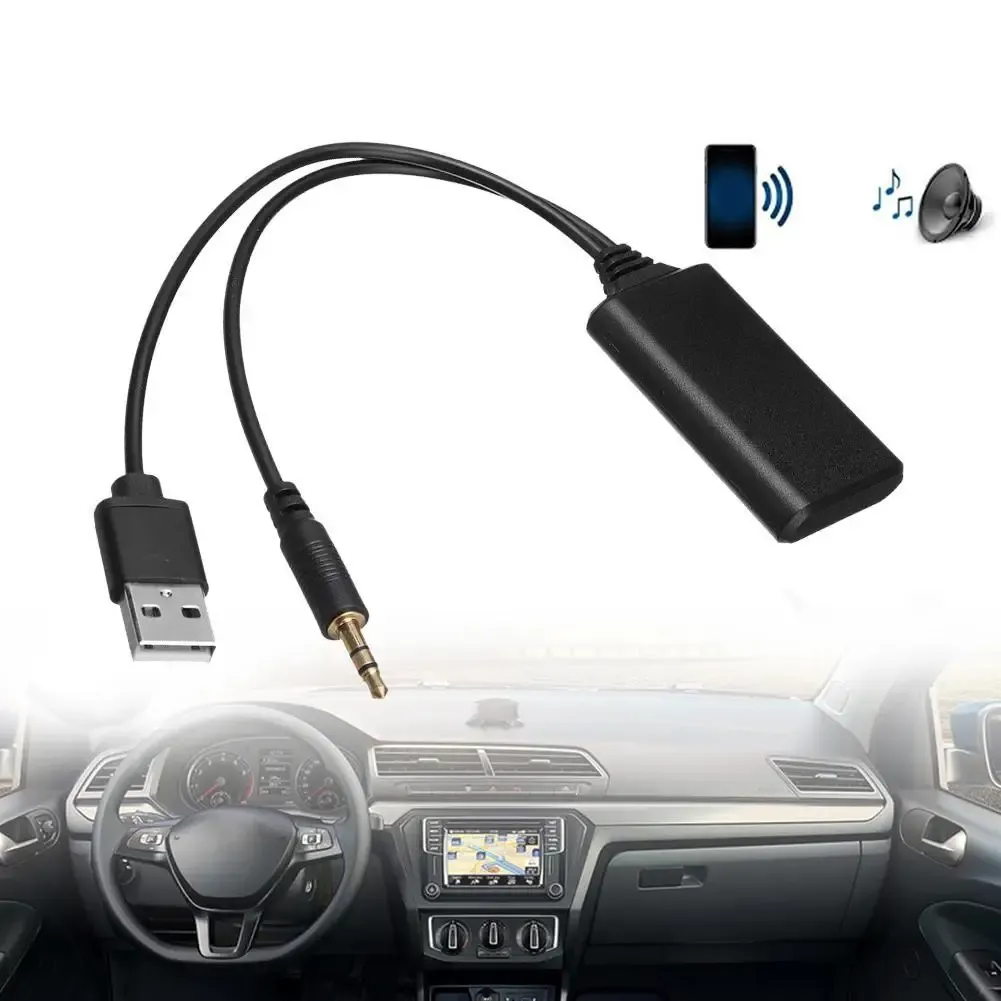 Adaptateur Bluetooth universel pour voiture 5V, récepteur audio stéréo sans fil avec câble AUX-IN jack 3,5 mm et USB 3