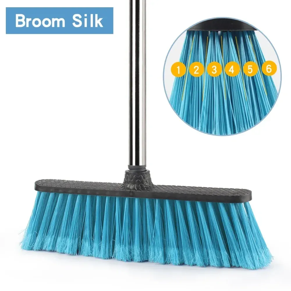 Balai de nettoyage de sol à manche télescopique et brosse à joints à poils rigides pour salle de bain, cuisine et extérieur 3