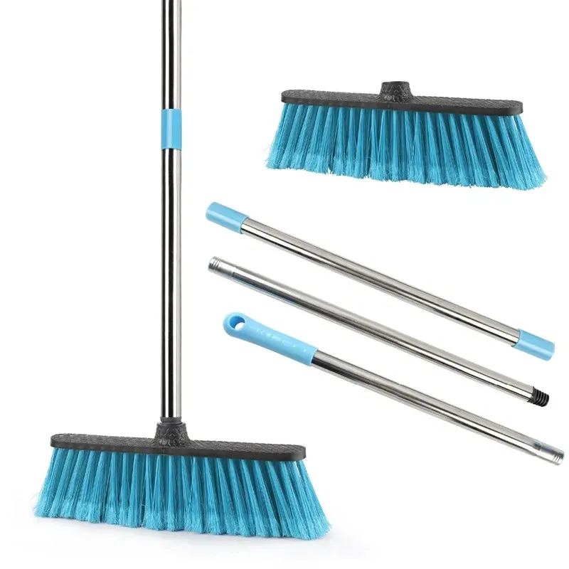 Balai de nettoyage de sol à manche télescopique et brosse à joints à poils rigides pour salle de bain, cuisine et extérieur 7