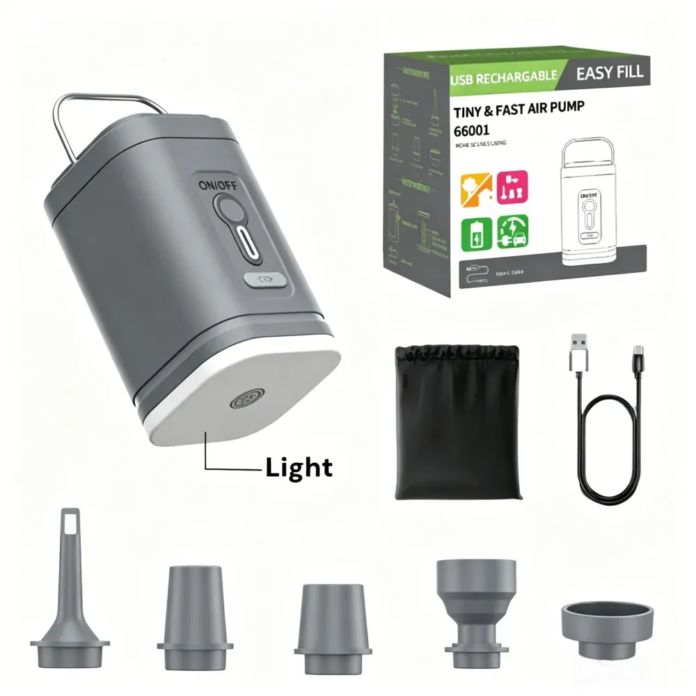 Mini pompe à air sans fil rechargeable USB 1200 mAh, gonfleur et dégonfleur pour matelas de camping, bouées de piscine et bateaux 7