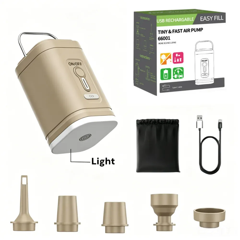 Mini pompe à air sans fil rechargeable USB 1200 mAh, gonfleur et dégonfleur pour matelas de camping, bouées de piscine et bateaux 10