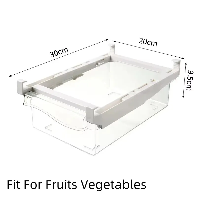 Bac de rangement pour réfrigérateur style tiroir, boîte de conservation des aliments, support d'étagère, récipient coulissant en plastique 7