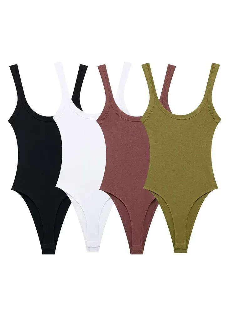 Combinaison short côtelée slim pour femme, col rond, bretelles fines, boutons-pression, mode sexy - Image 1
