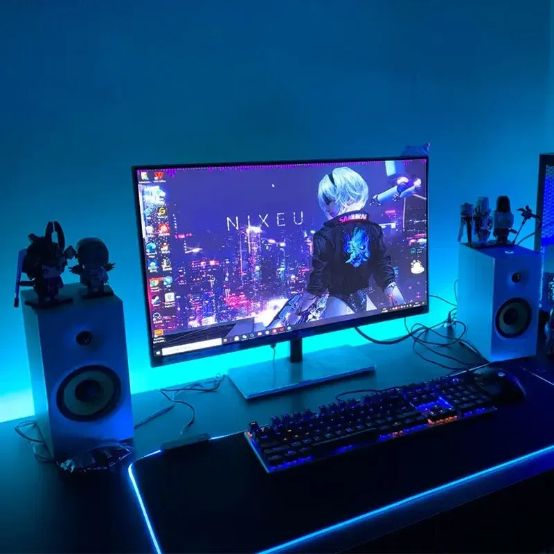 Bande LED RGBIC Bluetooth pour écran d'ordinateur, rétroéclairage ambiant synchronisé à la musique, contrôle par application et PC 5
