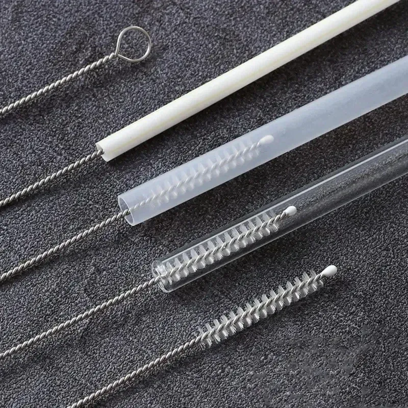 Kit de brosses de nettoyage réutilisables en nylon et acier inoxydable pour pailles, biberons et tuyaux 2