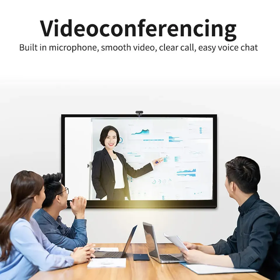 Mini webcam HD 1080p avec microphone, port USB compatible avec ordinateurs portables et de bureau, idéale pour les appels vidéo en direct et les conférences 3
