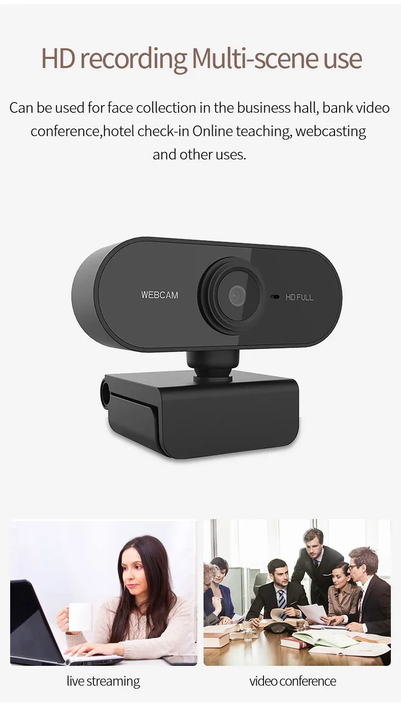 Webcam en situation d'utilisation au bureau