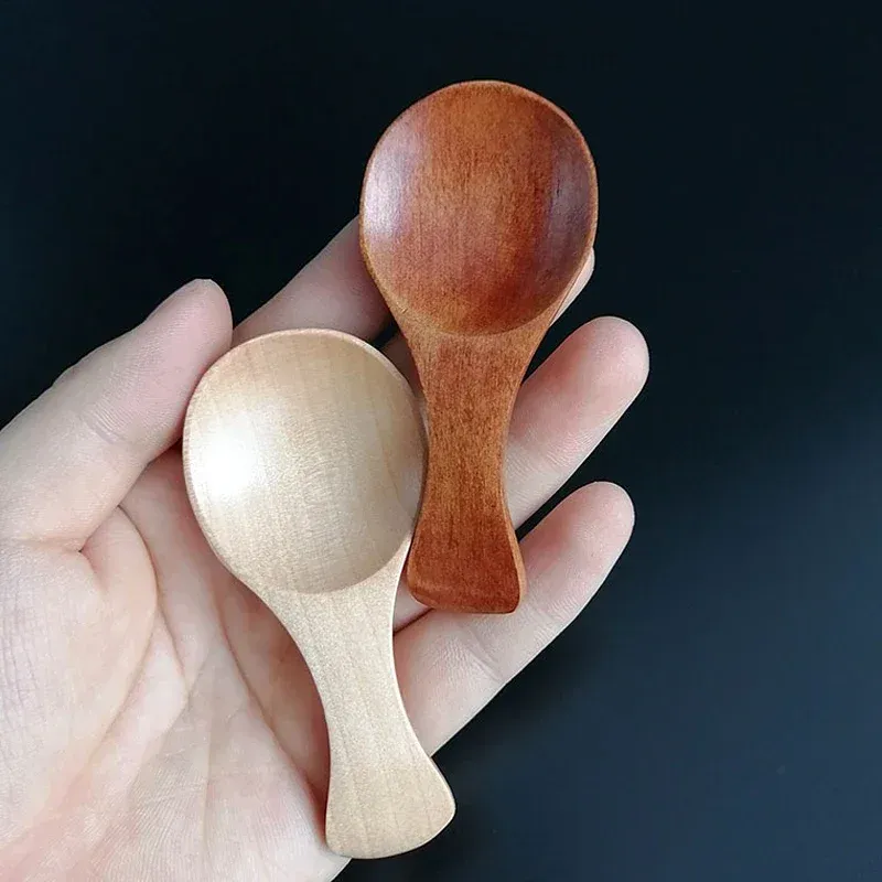 Mini cuillères en bois pour enfants, lot de 4, petites cuillères à condiments pour épices, sucre, thé et café, manche court 6