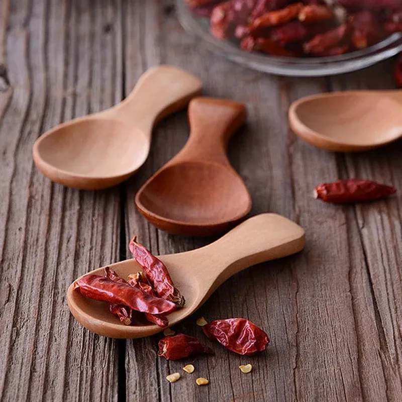Mini cuillères en bois pour enfants, présentation du lot
