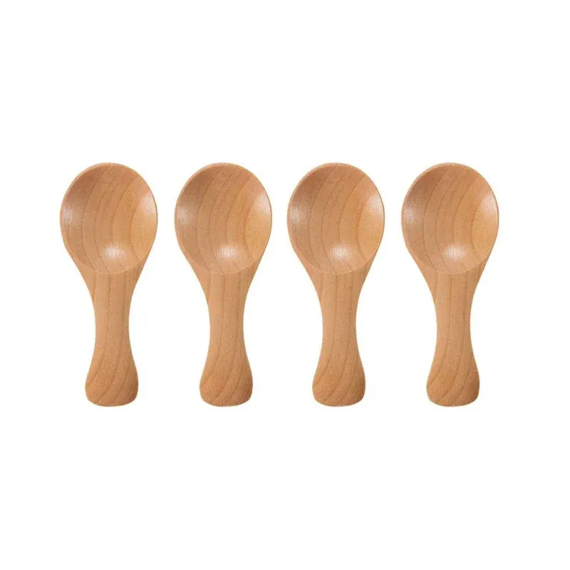 Mini cuillères en bois pour enfants, lot de 4, petites cuillères à condiments pour épices, sucre, thé et café, manche court 7