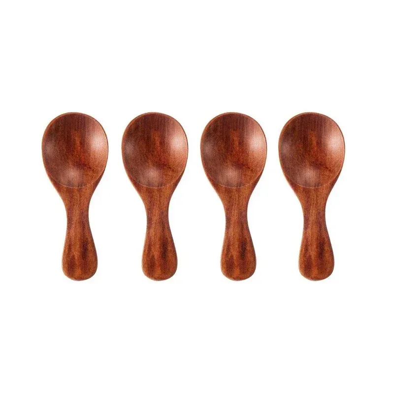 Mini cuillères en bois pour enfants, lot de 4, petites cuillères à condiments pour épices, sucre, thé et café, manche court 8