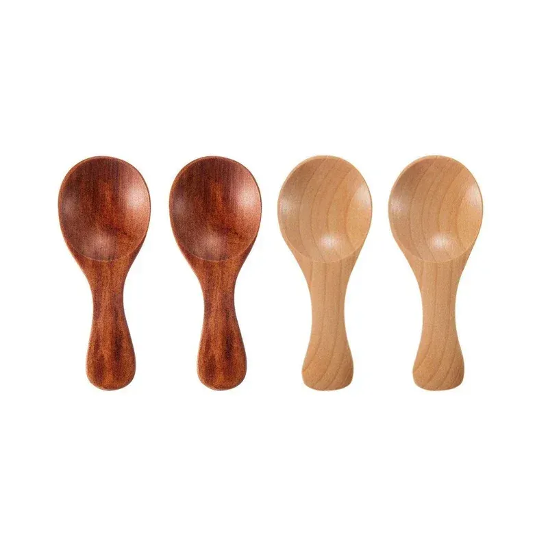 Mini cuillères en bois pour enfants, lot de 4, petites cuillères à condiments pour épices, sucre, thé et café, manche court 9