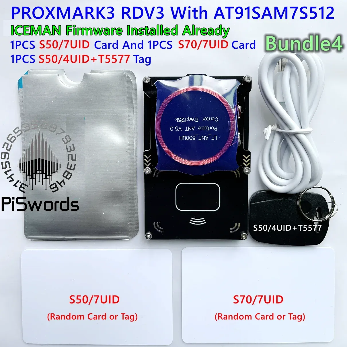 Proxmark3 Kit de développement 3.0 avec lecteur-enregistreur NFC PM3, firmware ICEMAN, copieur de cartes RFID/NFC, 2 ports USB, 512K 7