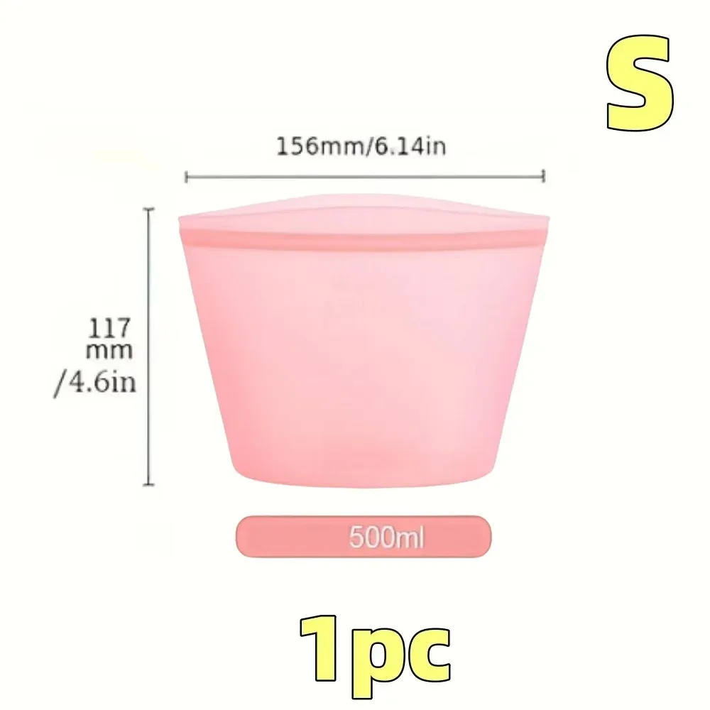 Sacs alimentaires réutilisables en silicone, ensemble de 3 pièces, fermeture zippée étanche pour réfrigérateur et congélateur 8