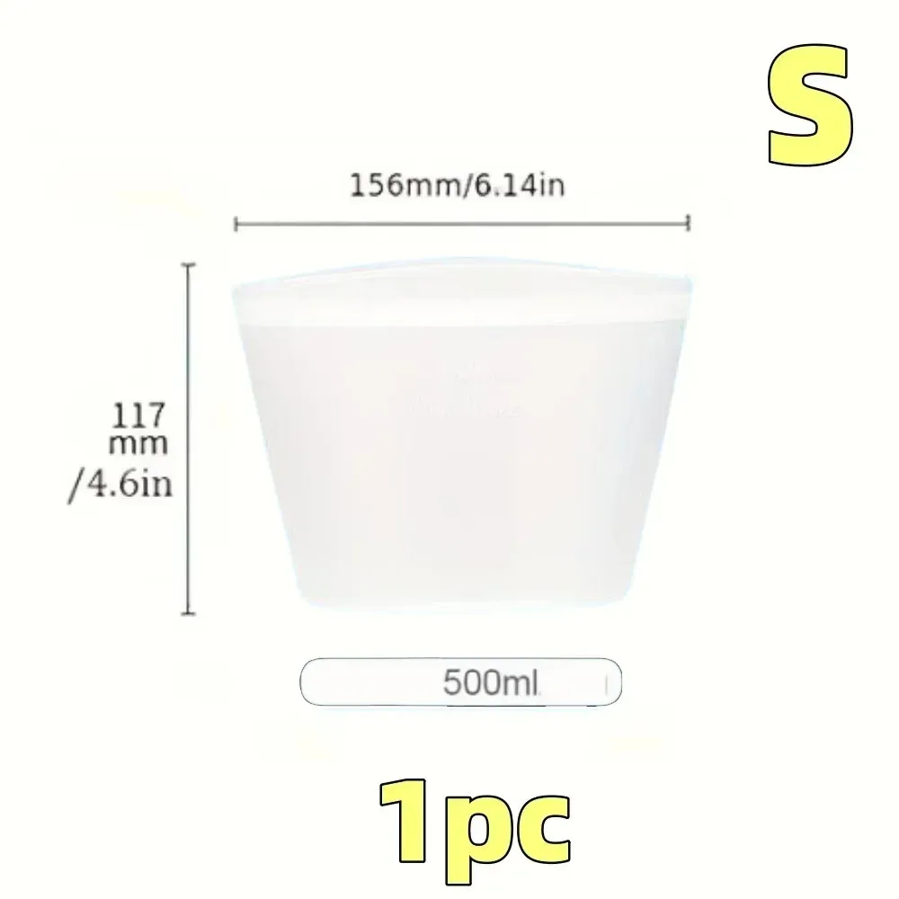 Sacs alimentaires réutilisables en silicone, ensemble de 3 pièces, fermeture zippée étanche pour réfrigérateur et congélateur 9