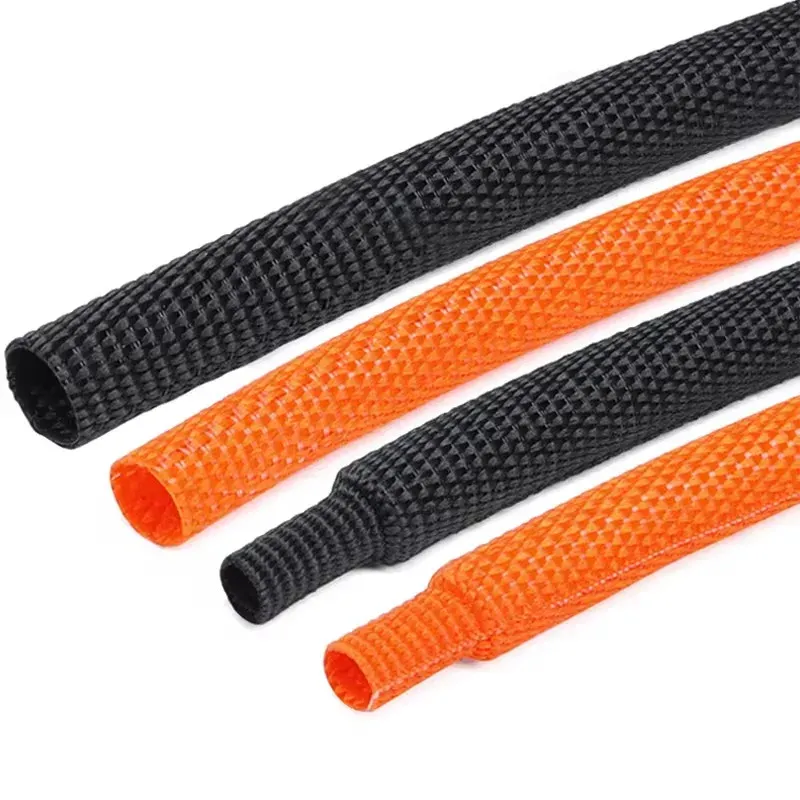 Gaine thermorétractable tressée pour câble, isolation 6 à 100 mm, gaine ignifuge pour fils, protection PET, organisateur de câbles automatique 4