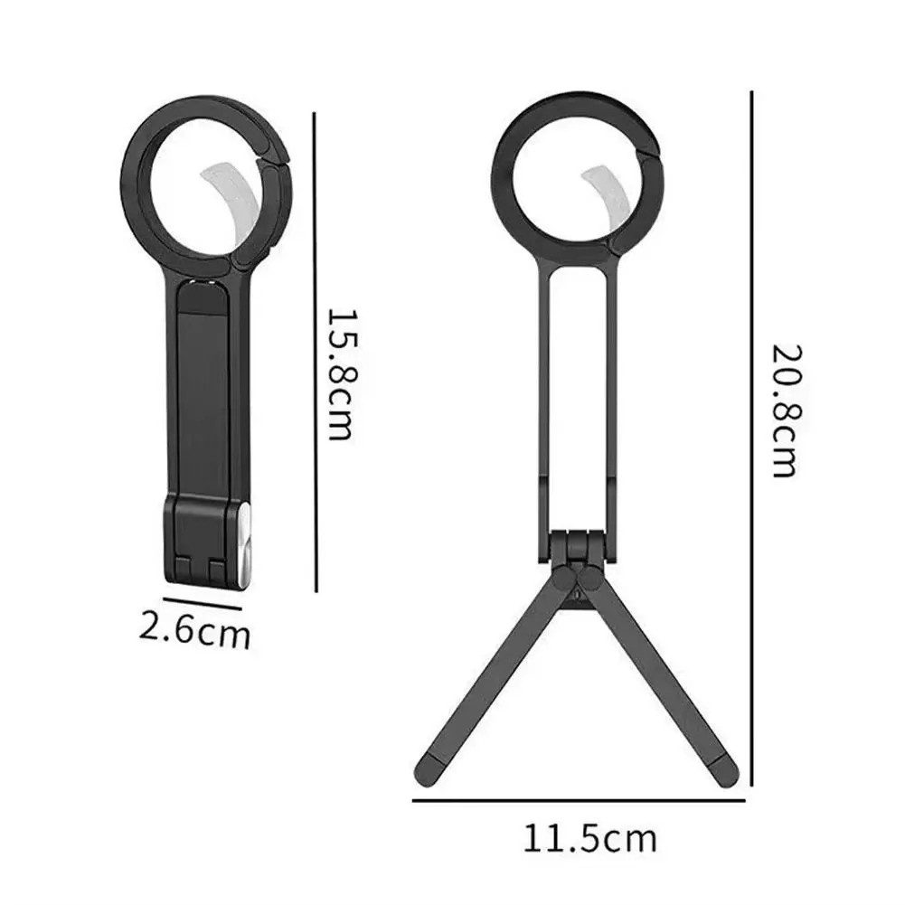 Trépied pliable pour téléphone avec mousqueton, support de bureau magnétique double face et poignée 6