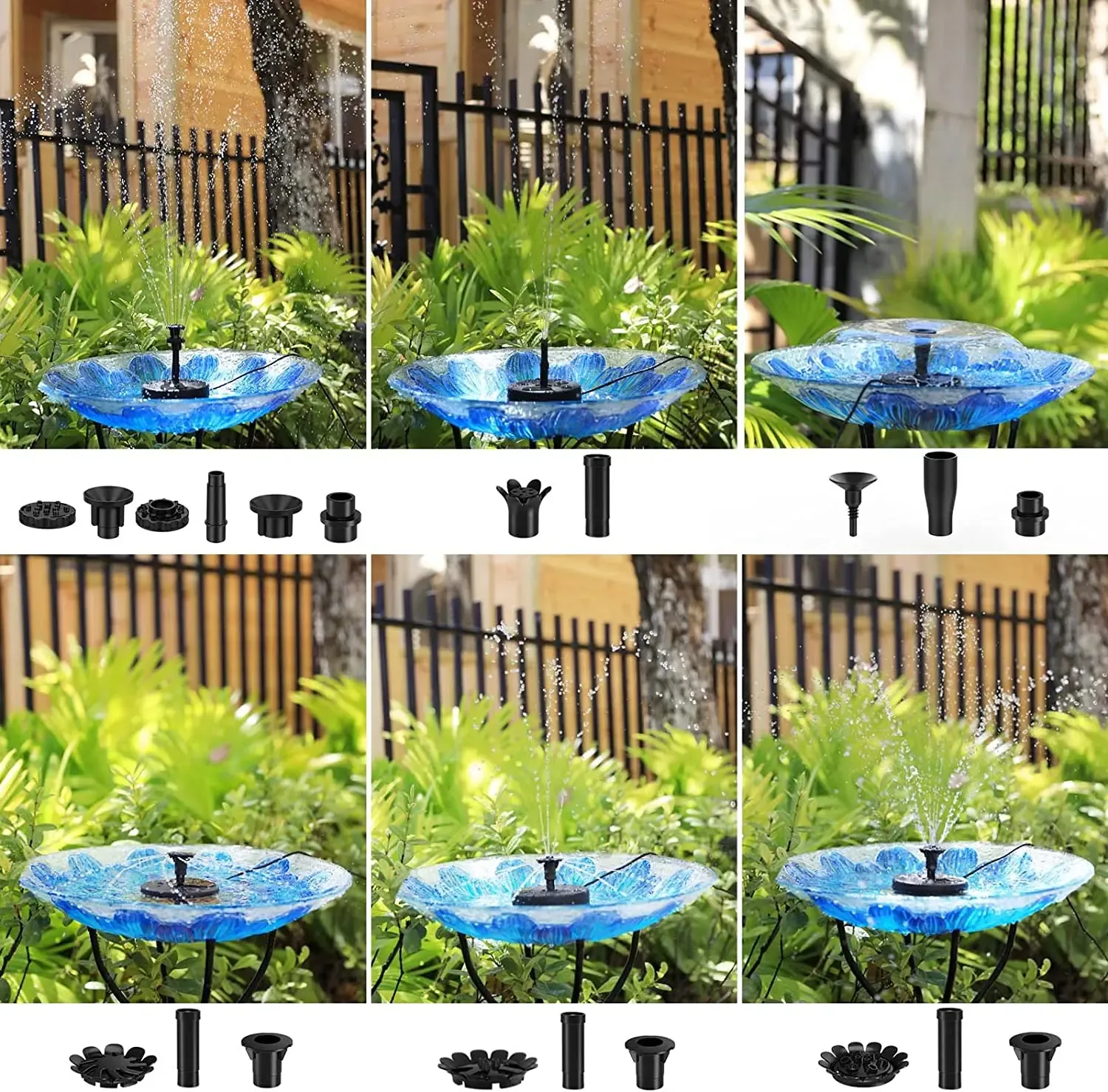 Fontaine solaire pour jardin, bassin, étang et piscine, avec pompe flottante et cascade décorative 5