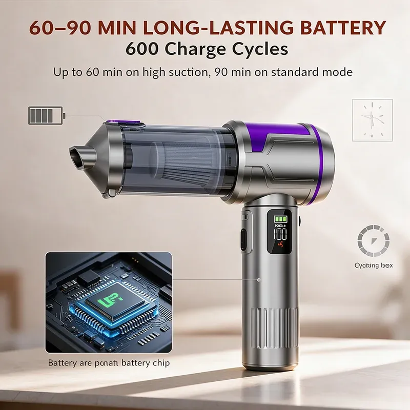 Aspirateur sans fil 100 000 Pa, vertical, pour usage domestique et automobile 3