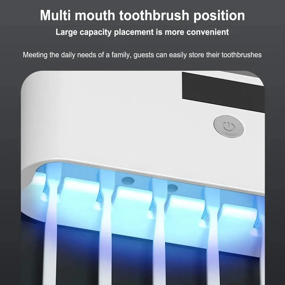 Porte-brosse à dents mural UV avec distributeur de dentifrice, rechargeable par USB, 5 emplacements 3