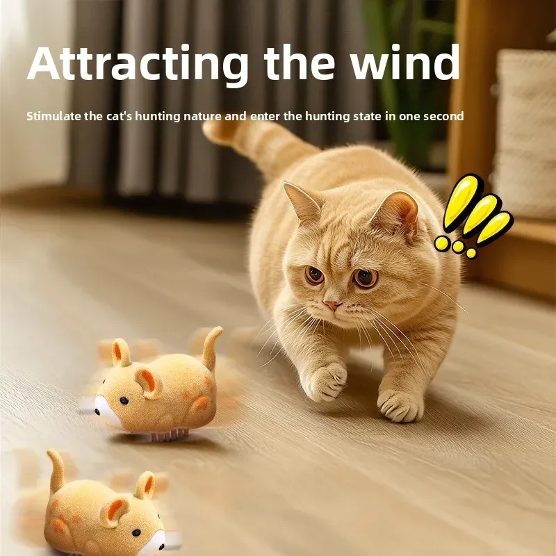 Jouet électrique interactif pour chat en forme de souris, avec obstacles mobiles