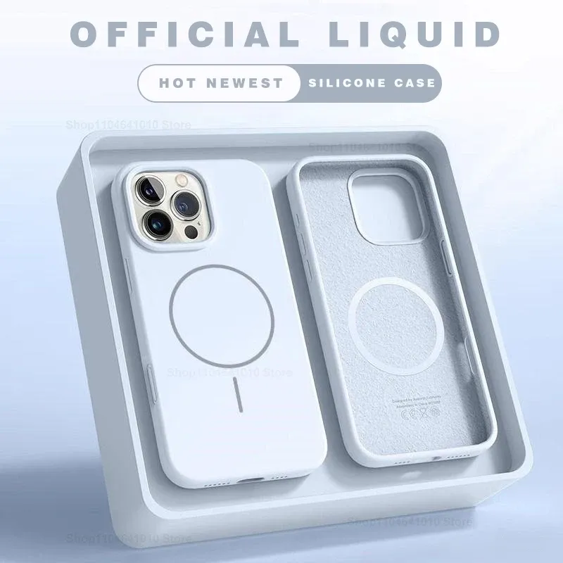 Coque magnétique en silicone antichoc compatible MagSafe pour iPhone 12 à 18 Pro Max, Plus et Air 10