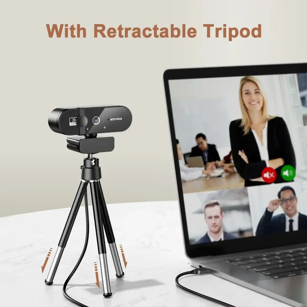 Webcam 4K 1080P Mini caméra 2K Full HD avec microphone 30 fps, caméra Web USB à mise au point automatique pour PC et ordinateur portable 5