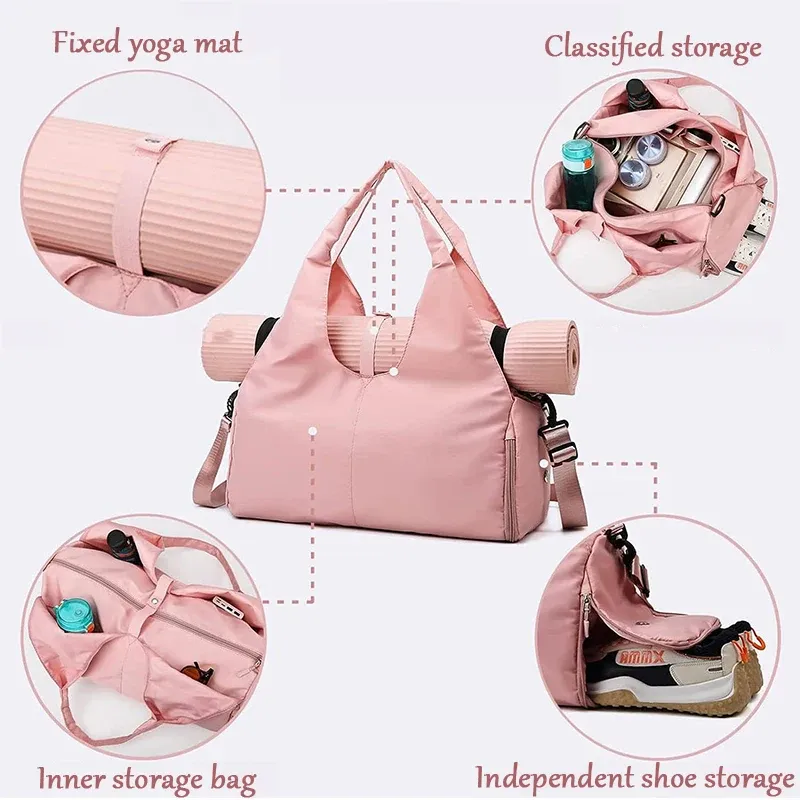 Sac de sport étanche pour femme avec compartiment séparé pour chaussures, idéal pour la natation et les voyages 3