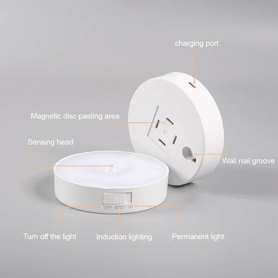 Veilleuse LED rechargeable USB à détecteur de mouvement pour cuisine, chambre, escaliers, couloir et placard 6