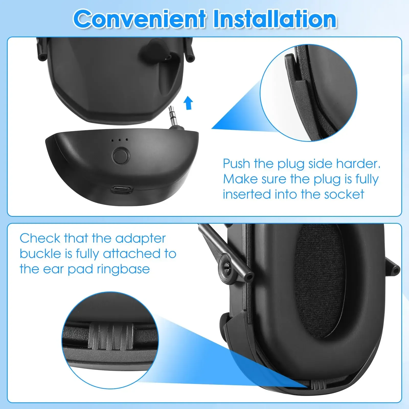 Cache-oreilles électroniques Bluetooth pour prise de vue, réduction du bruit et amplification du son, avec étui 5