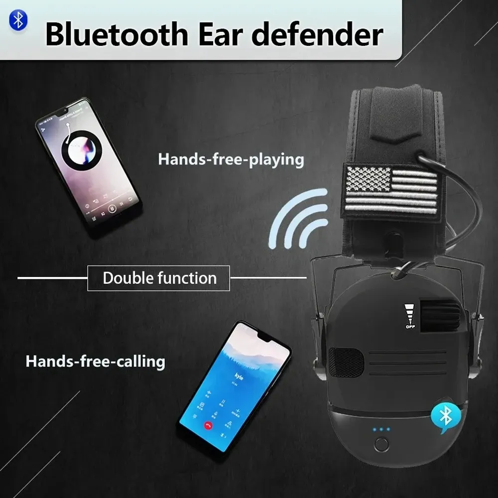 Cache-oreilles électroniques Bluetooth pour prise de vue, réduction du bruit et amplification du son, avec étui 6