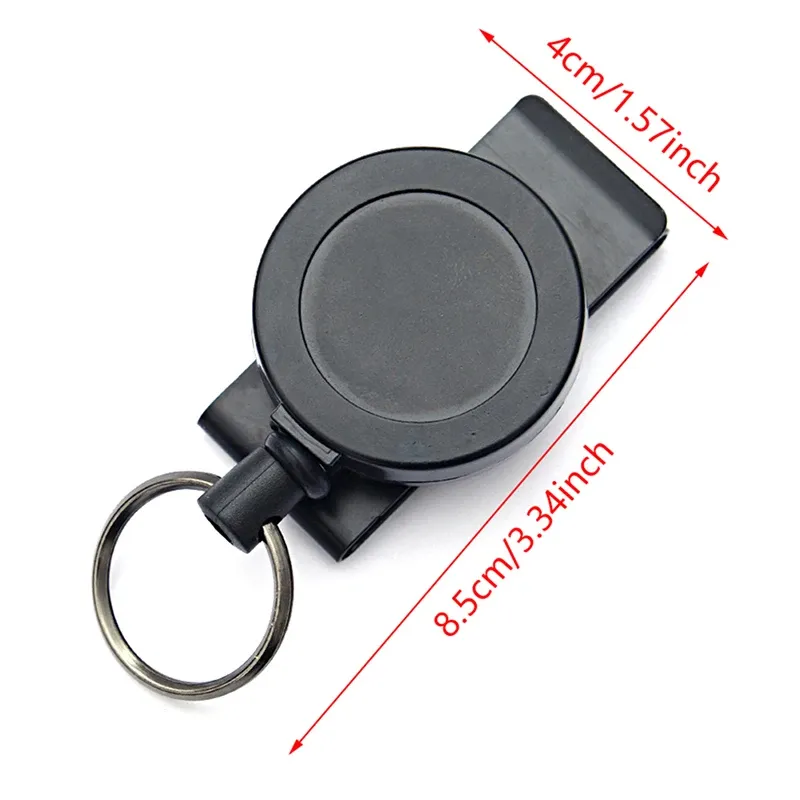 Porte-clés rétractable à bobine avec mousqueton multi-outils, lanière en fil d'acier et étiquette nominative 6
