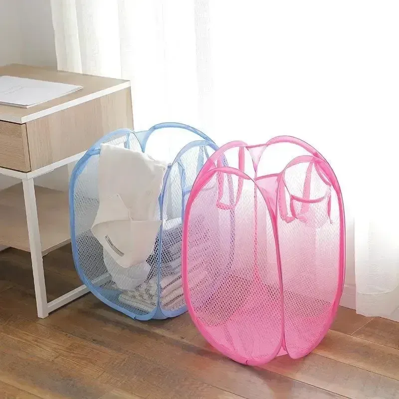 Panier à linge sale pliable en maille colorée 5