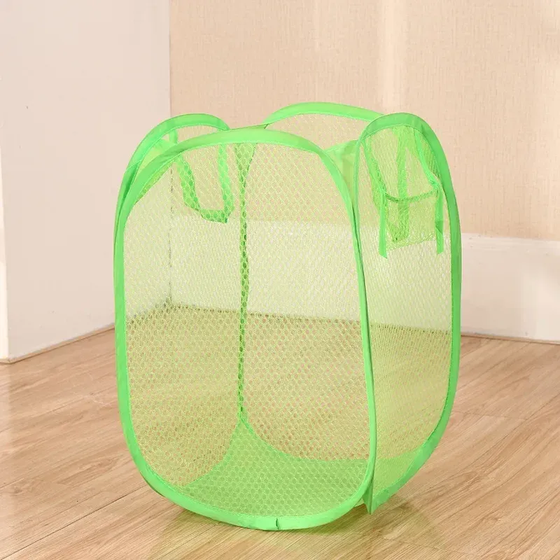 Panier à linge sale pliable en maille colorée 11