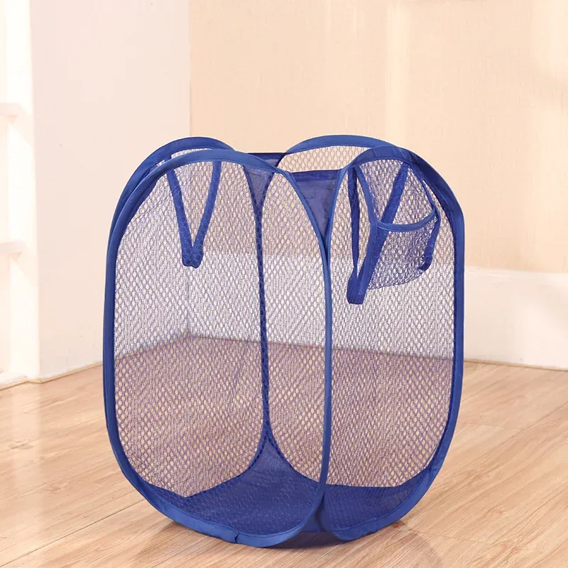 Panier à linge sale pliable en maille colorée 10