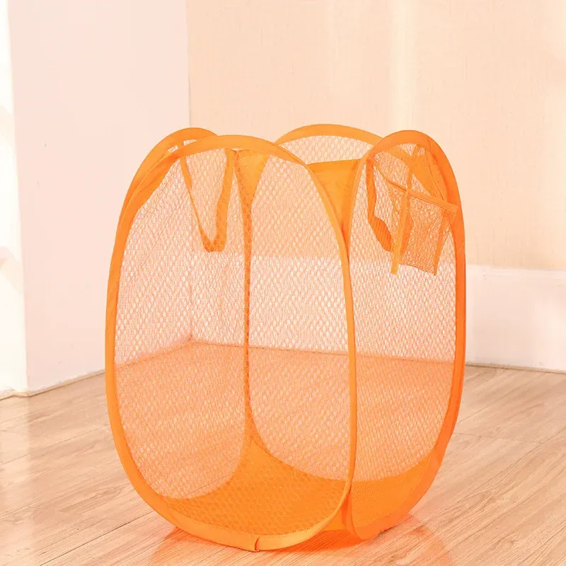 Panier à linge sale pliable en maille colorée 7