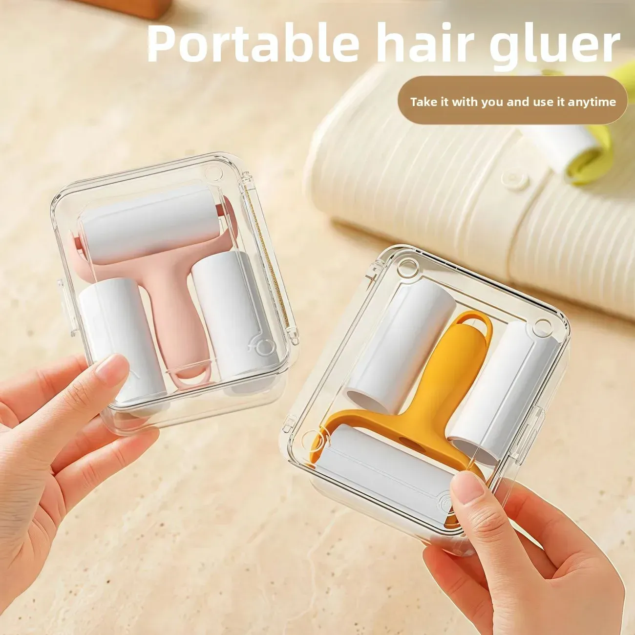Rouleau anti-peluches portable avec papier amovible, élimine les poils d'animaux à haute adhérence 2