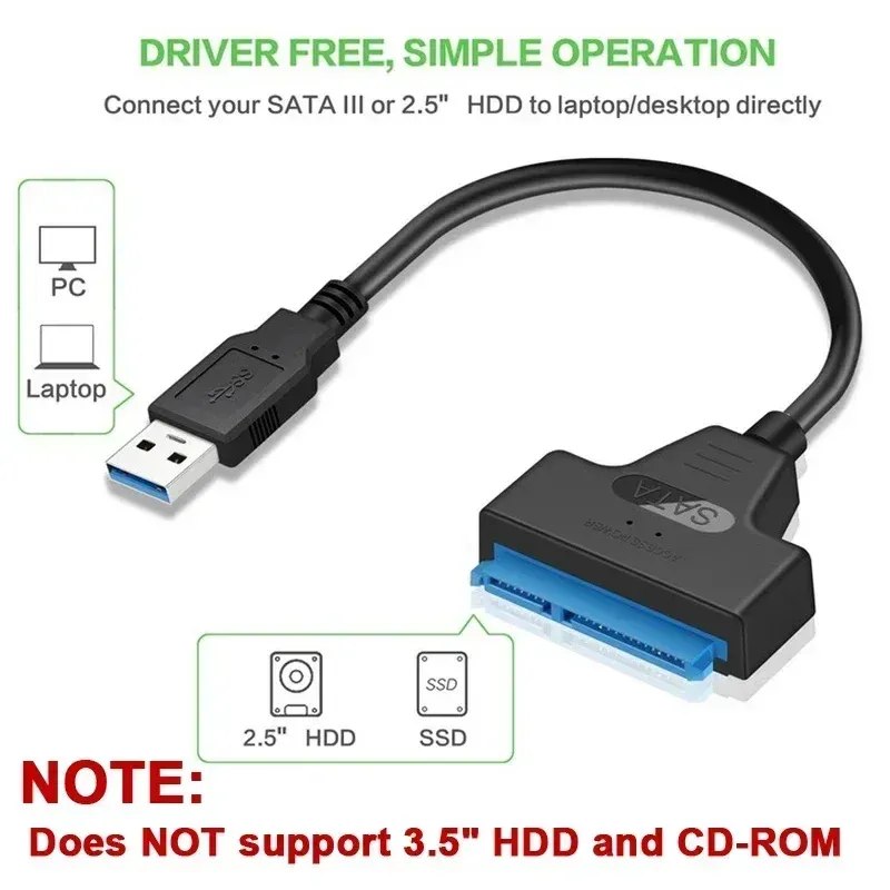 Câble adaptateur SATA vers USB 3.0 pour disque dur SSD 2,5 pouces
